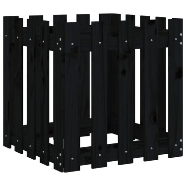 Vidaxl plantenbak met hekontwerp 50x50x50 cm massief grenenhout zwart