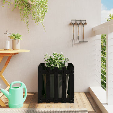 Vidaxl plantenbak met hekontwerp 50x50x50 cm massief grenenhout zwart