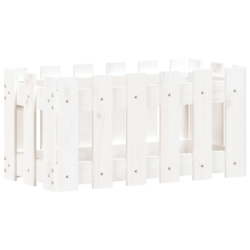Afbeelding laden in galerijviewer, Vidaxl plantenbak met hekontwerp 60x30x30 cm massief grenenhout wit
