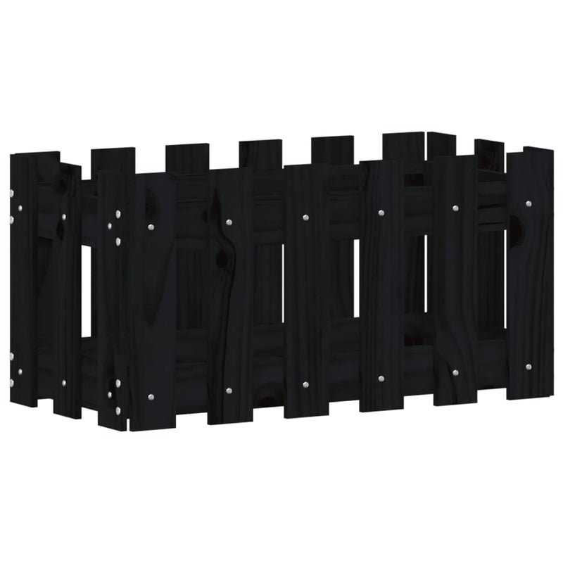 Load image into Gallery viewer, Vidaxl plantenbak met hekontwerp 60x30x30 cm massief grenenhout zwart
