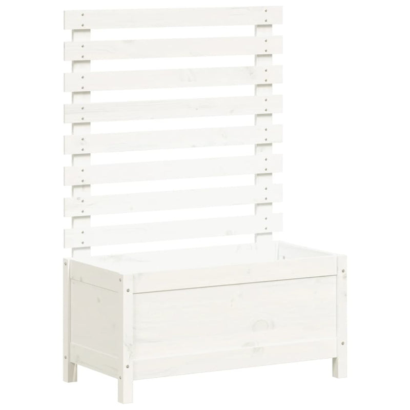 Load image into Gallery viewer, Vidaxl plantenbak met rek 79x39,5x114 cm massief grenenhout wit
