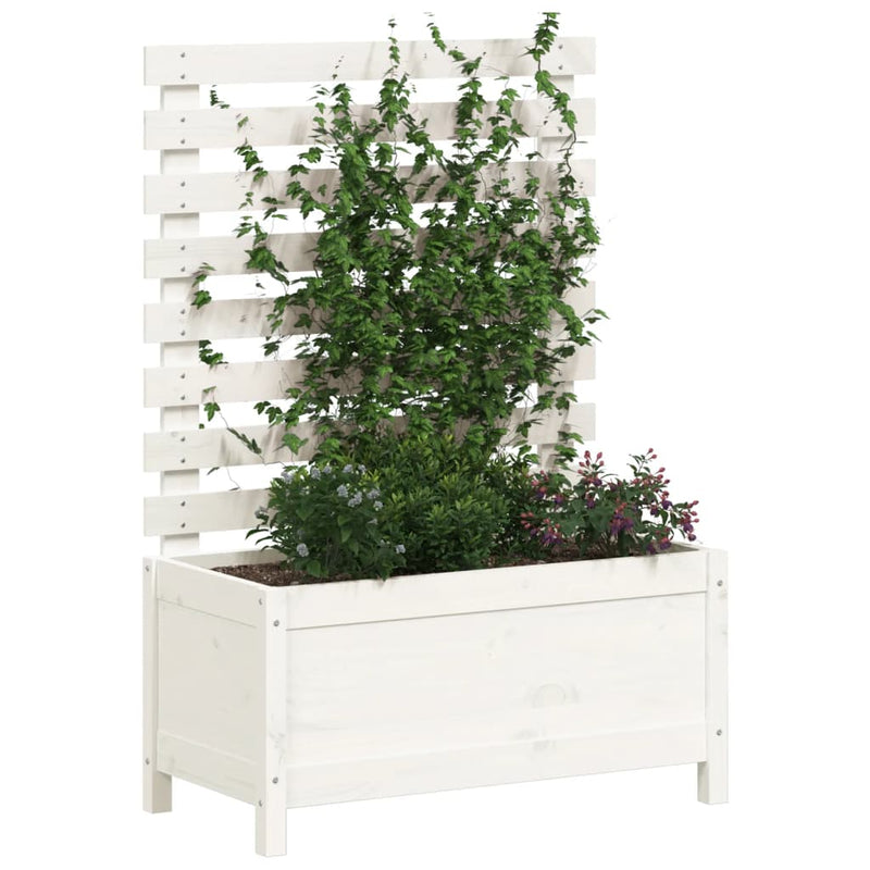 Load image into Gallery viewer, Vidaxl plantenbak met rek 79x39,5x114 cm massief grenenhout wit
