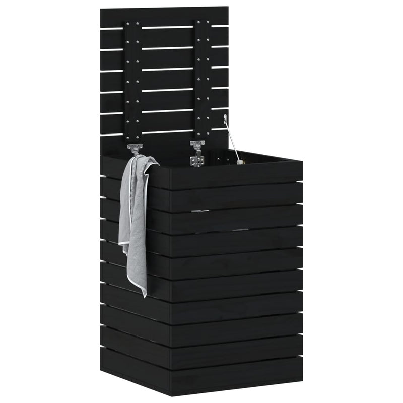 Load image into Gallery viewer, VidaXL Wasmand 44x44x66 cm massief grenenhout zwart
