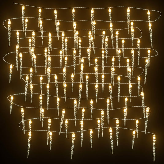 Vidaxl kerst ijspegellamp 100 led's warm wit 10 m acryl pvc