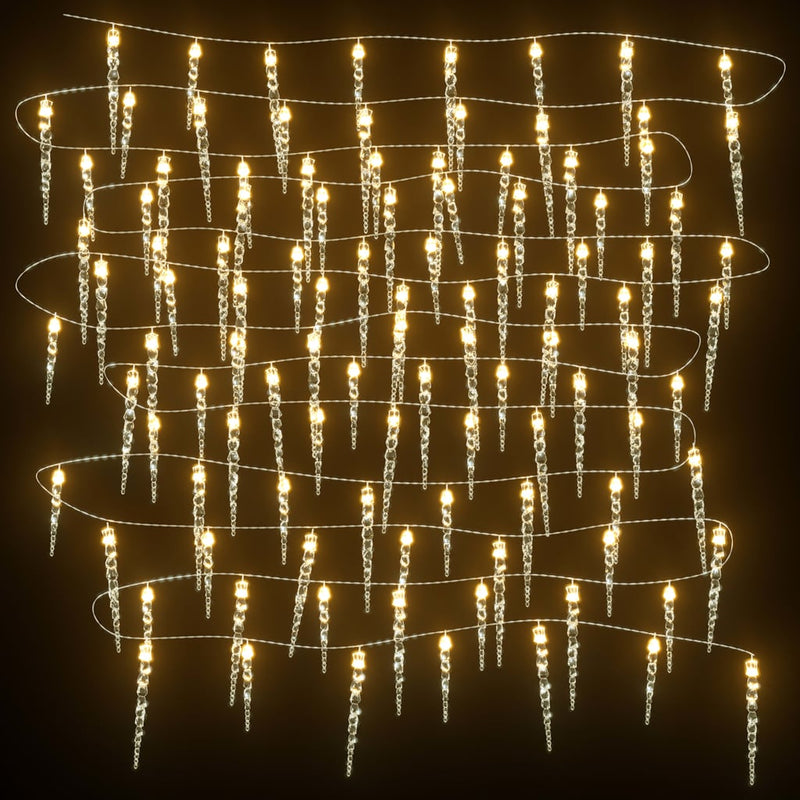 Load image into Gallery viewer, VidaXL Kerstverlichting ijspegel met 100 LED's 10 m acryl PVC warmwit
