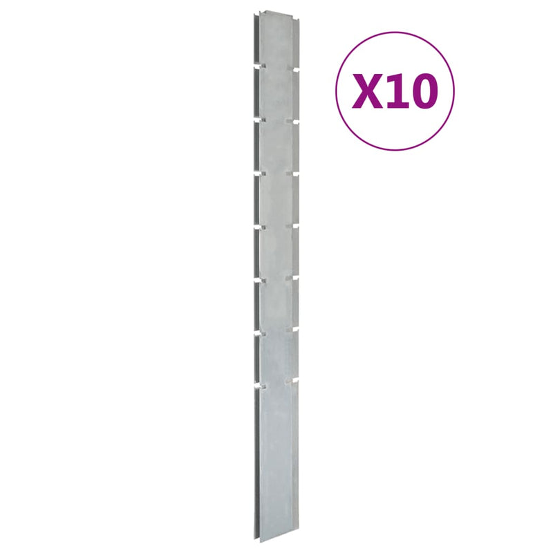 Load image into Gallery viewer, VidaXL Schuttingpalen 10 st 200 cm gegalvaniseerd staal zilverkleurig
