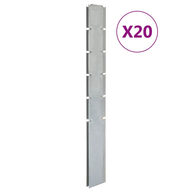 Load image into Gallery viewer, VidaXL Schuttingpalen 20 st 160 cm gegalvaniseerd staal zilverkleurig
