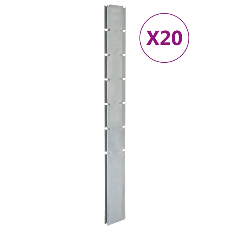 Load image into Gallery viewer, VidaXL Schuttingpalen 20 st 180 cm gegalvaniseerd staal zilverkleurig
