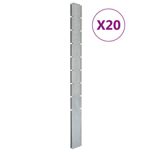 VidaXL Schuttingpalen 20 st 220 cm gegalvaniseerd staal zilverkleurig