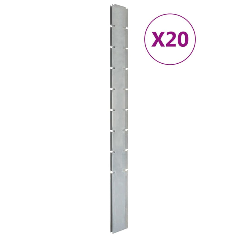 Load image into Gallery viewer, VidaXL Schuttingpalen 20 st 220 cm gegalvaniseerd staal zilverkleurig
