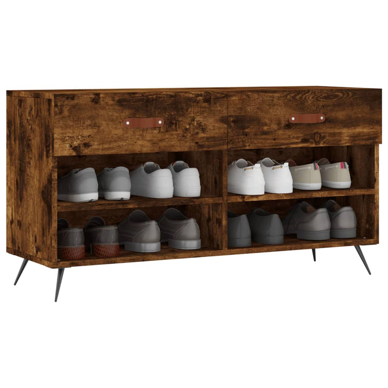 Load image into Gallery viewer, Vidaxl schoenenbank 102x35x55 cm bewerkt hout gerookt eikenkleurig
