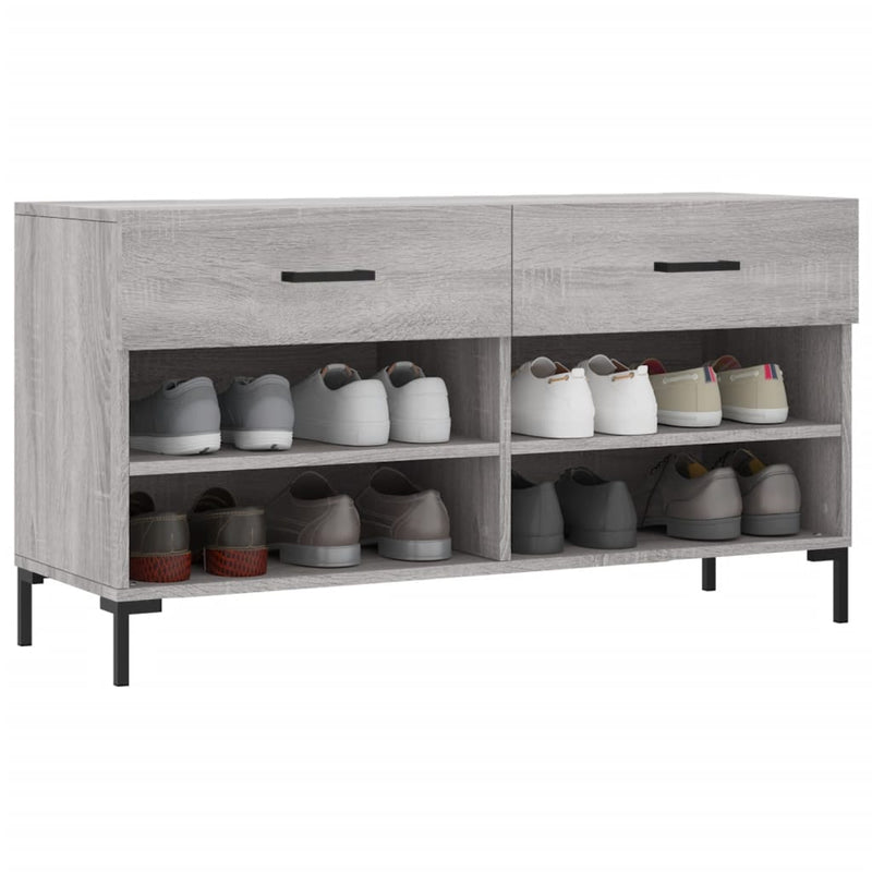 Load image into Gallery viewer, Vidaxl schoenenbank 102x35x55 cm bewerkt hout grijs sonoma eikenkleur
