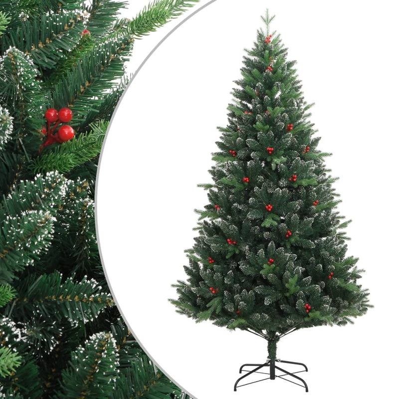 Afbeelding laden in galerijviewer, Vidaxl kunstkerstboom met scharnieren en rode bessen 210 cm
