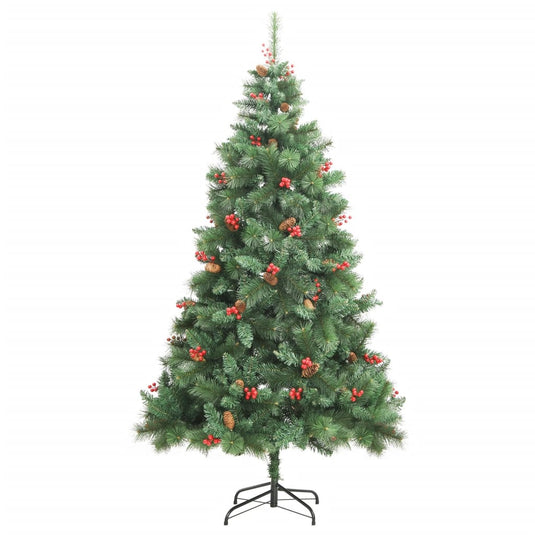 VidaXL Kunstkerstboom met scharnieren dennenappels en bessen 180 cm