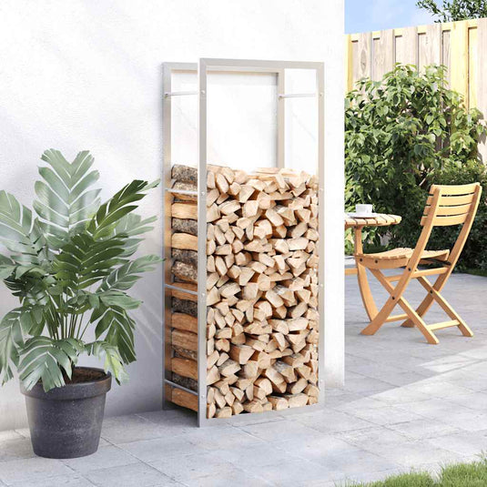 Vidaxl haardhoutrek 50x28x132 cm roestvrij staal