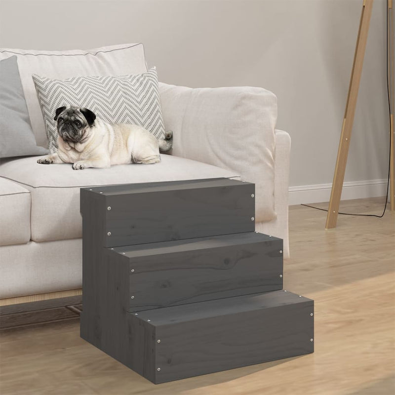 Load image into Gallery viewer, Vidaxl huisdierentrap 40x37,5x35 cm massief grenenhout grijs

