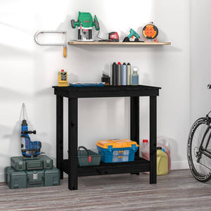 Vidaxl werkbank 80x50x80 cm massief grenenhout zwart