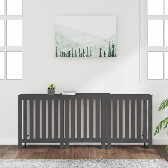 VidaXL Radiatorombouw 210x21x85 cm massief grenenhout grijs