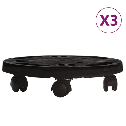 VidaXL Plantentrolleys met wielen 3 st 170 kg diameter 30 cm zwart