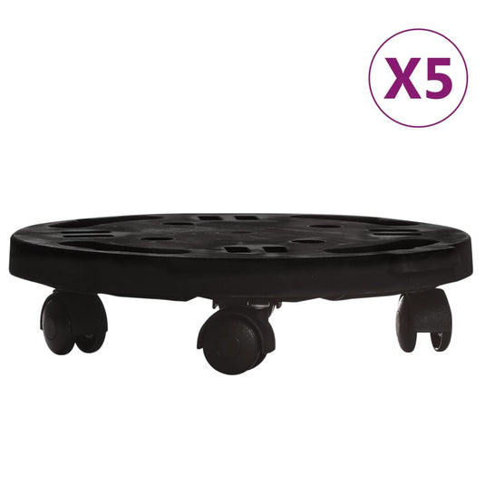 VidaXL Plantentrolleys met wielen 5 st 170 kg diameter 30 cm zwart