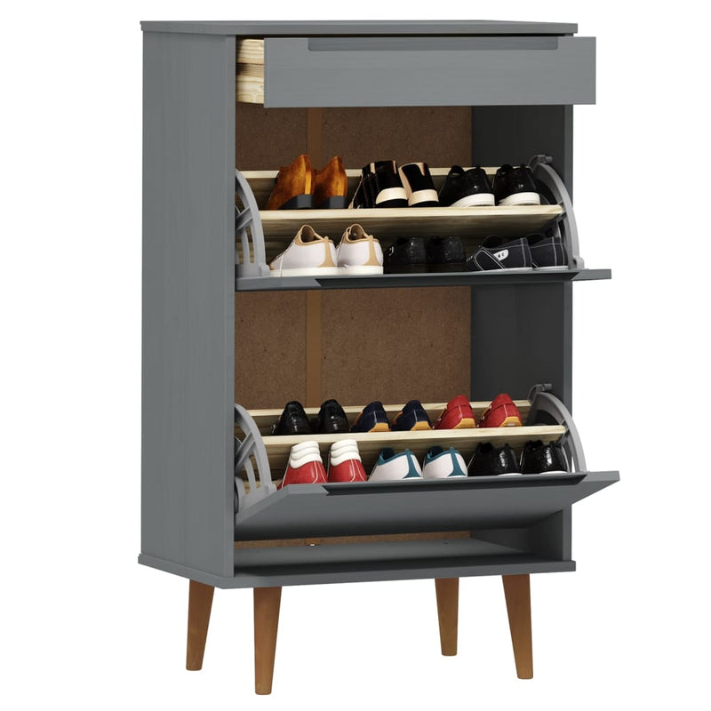 Load image into Gallery viewer, Vidaxl schoenenkast molde 59,5x35x103 cm massief grenenhout grijs
