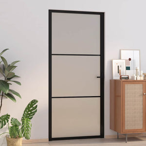 Vidaxl binnendeur 93x201,5 cm matglas en aluminium zwart