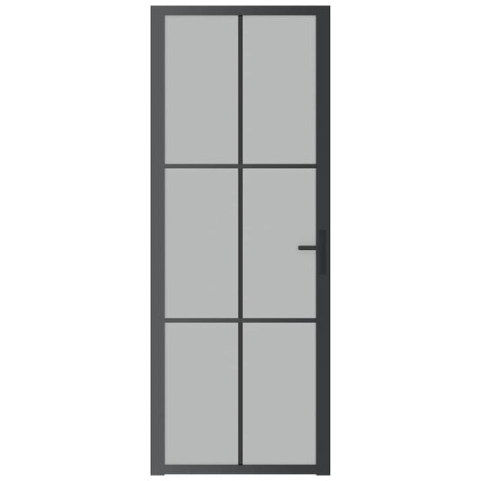 Vidaxl binnendeur 76x201,5 cm matglas en aluminium zwart