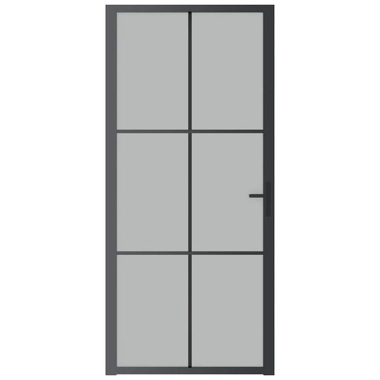 Vidaxl binnendeur 93x201,5 cm matglas en aluminium zwart