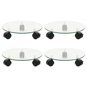 Vidaxl plantenrollers 4 st rond 28 cm gehard glas