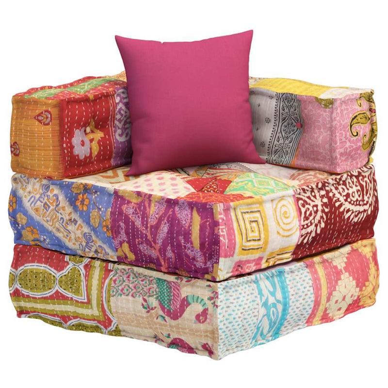 Load image into Gallery viewer, Vidaxl poef modulair met kussen patchwork stof

