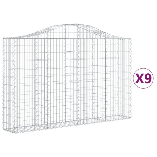 VidaXL Schanskorven 9 st gewelfd 200x30x120 140 cm ijzer