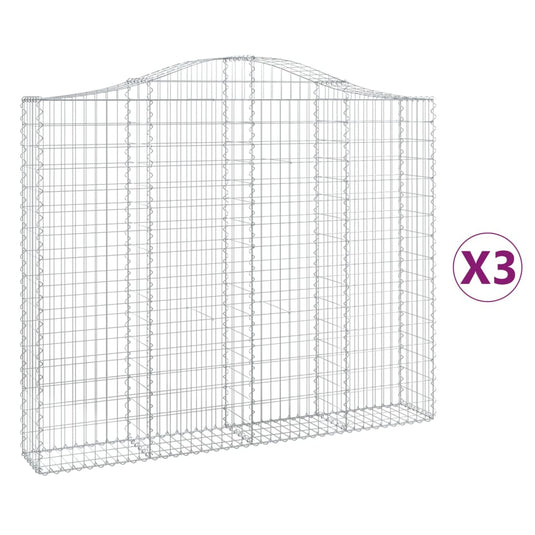 VidaXL Schanskorven 3 st gewelfd 200x30x160 180 cm ijzer
