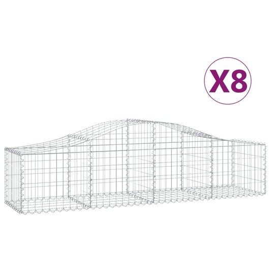 VidaXL Schanskorven 8 st gewelfd 200x50x40 60 cm gegalvaniseerd ijzer