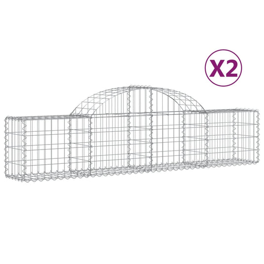 Vidaxl schanskorven 2 st gewelfd 200x30x40 60 cm gegalvaniseerd ijzer