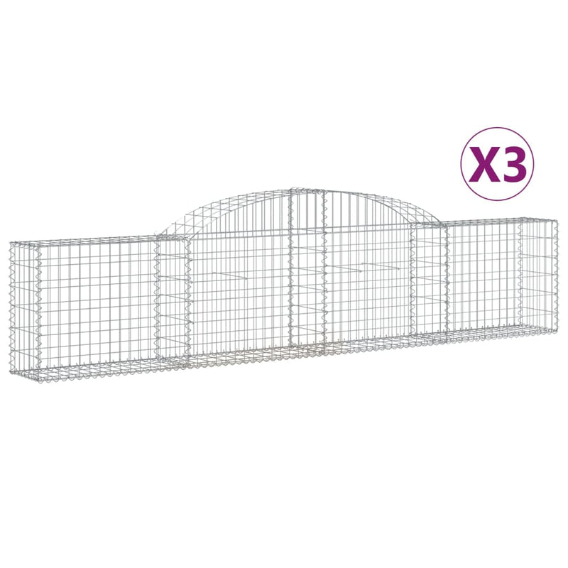 Load image into Gallery viewer, VidaXL Schanskorven 3 st gewelfd 300x30x60 80 cm gegalvaniseerd ijzer
