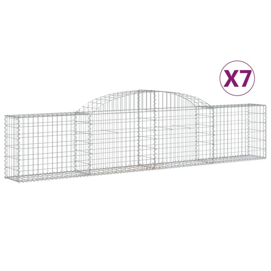 VidaXL Schanskorven 7 st gewelfd 300x30x60 80 cm gegalvaniseerd ijzer
