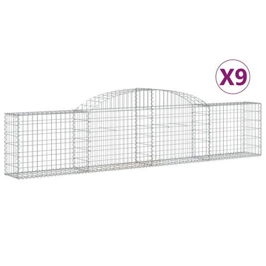 VidaXL Schanskorven 9 st gewelfd 300x30x60 80 cm gegalvaniseerd ijzer