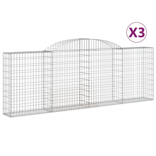 VidaXL Schanskorven 3 st gewelfd 300x30x100 120 cm ijzer