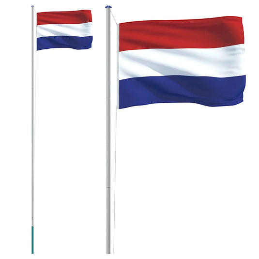 VidaXL Vlag met vlaggenmast Nederland 6,23 m aluminium