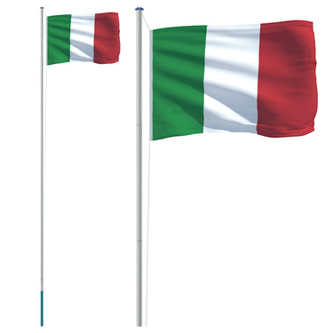Vidaxl vlag met vlaggenmast italië 6,08 m aluminium
