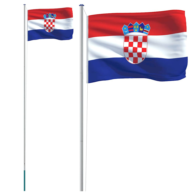 Chargez l'image dans la visionneuse de la galerie, Vidaxl vlag met vlaggenmast kroatië 6,08 m aluminium
