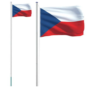 Vidaxl vlag met vlaggenmast tsjechië 6,08 m aluminium