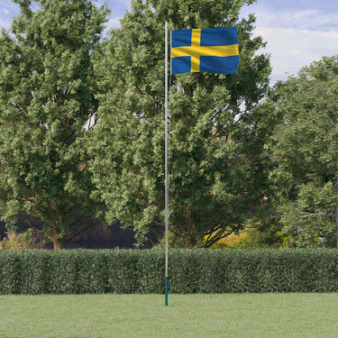 Vidaxl vlag met vlaggenmast zweden 6,08 m aluminium