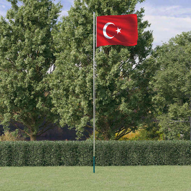 Vidaxl vlag met vlaggenmast turkije 6,08 m aluminium