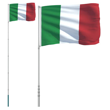 Vidaxl vlag met vlaggenmast italië 5,5 m aluminium