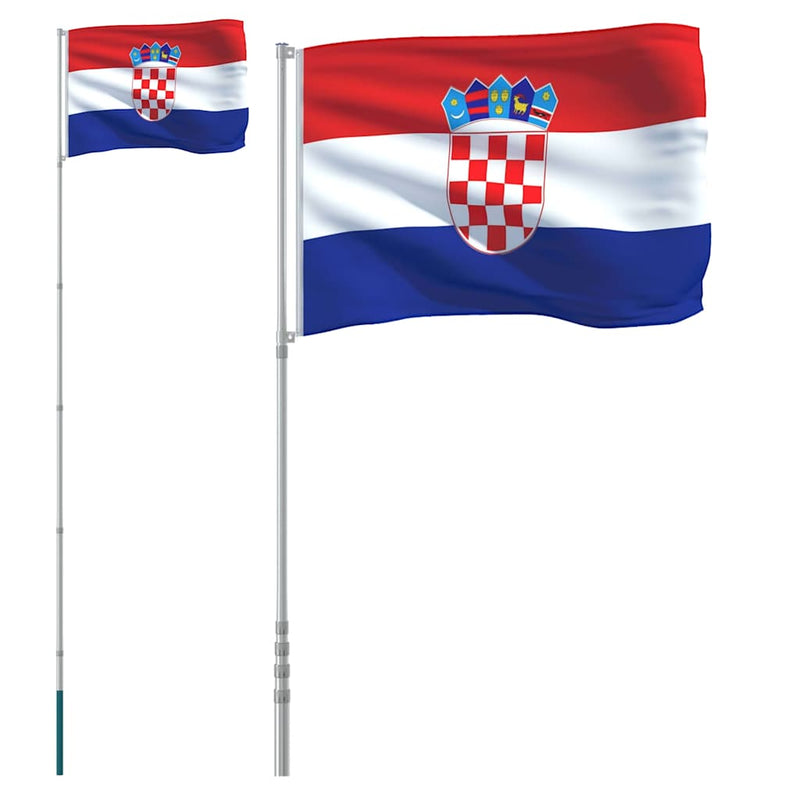 Chargez l'image dans la visionneuse de la galerie, Vidaxl vlag met vlaggenmast kroatië 5,5 m aluminium
