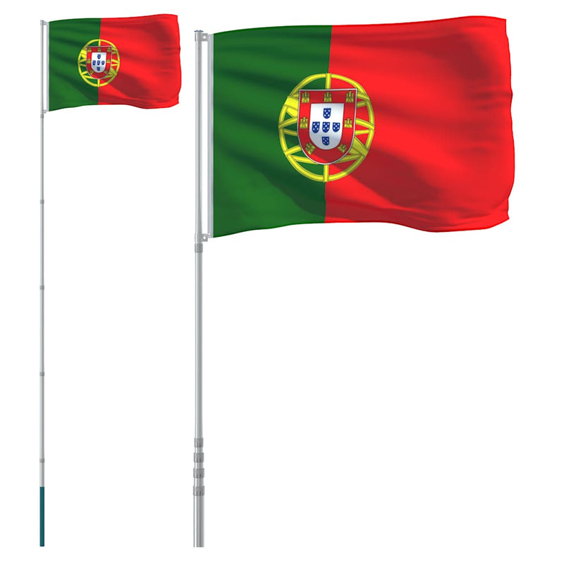 Afbeelding laden in galerijviewer, Vidaxl vlag met vlaggenmast portugal 5,5 m aluminium
