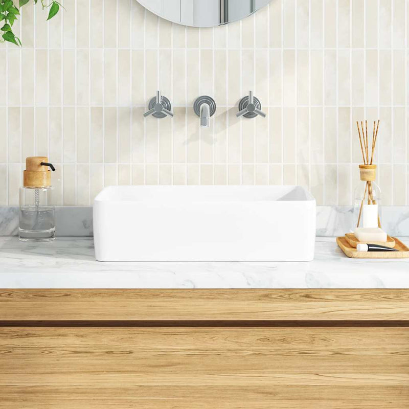 Load image into Gallery viewer, Vidaxl wasbak 48x37x13 rechthoekig keramiek wit
