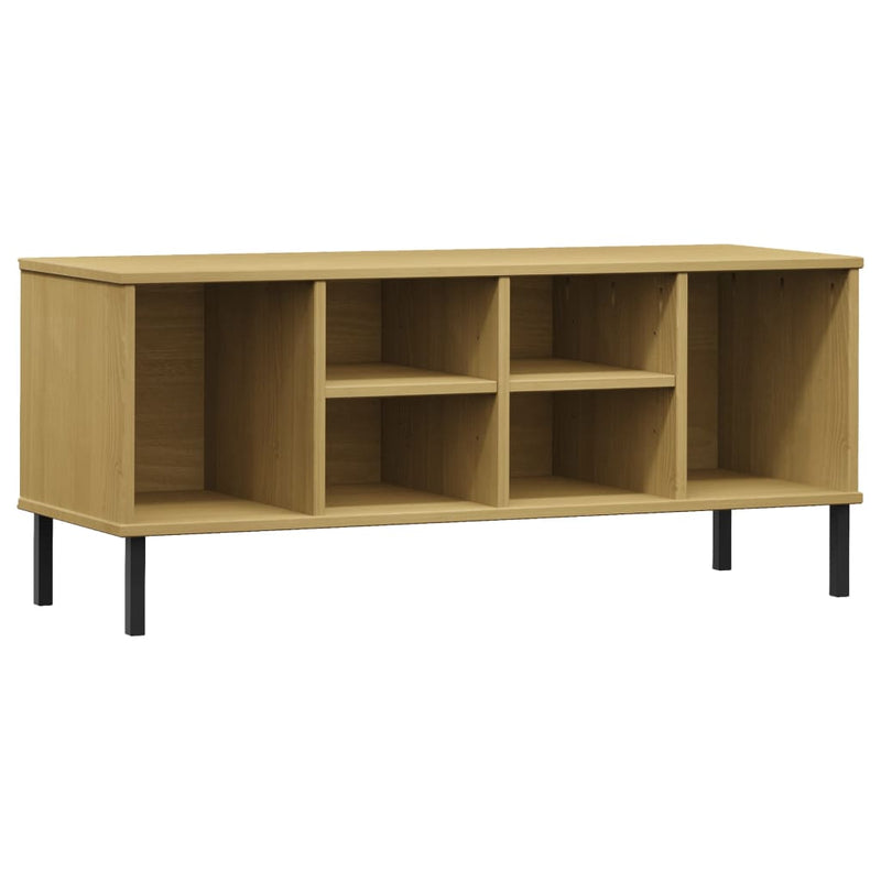 Load image into Gallery viewer, Vidaxl schoenenrek met metalen poten oslo 106x35x45cm grenenhout bruin
