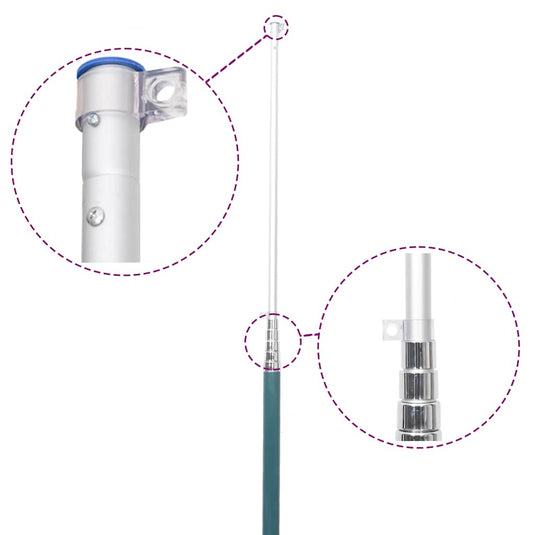 Vidaxl vlaggenmast telescopisch 5,5 m aluminium zilverkleurig